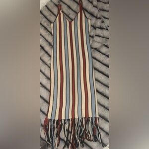 Red, Cream and Blue dress